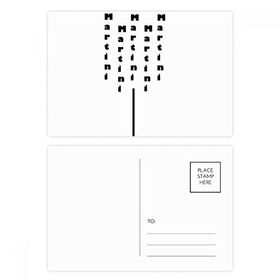 Dıythinker 14x9 cm 20 Adet Renkli Martini Kupa Kartpostal Seti