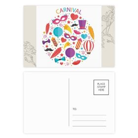 Dıythinker 14x9 cm 20 Adet Renkli Maske Fiyonk Balon Brezilya Karnaval Çiçek Kartpostal Seti