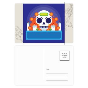 Dıythinker 14x9 cm 20 Adet Renkli Meksika Şeker İskeleti Ölüler Günü Çiçek Kartpostal Seti