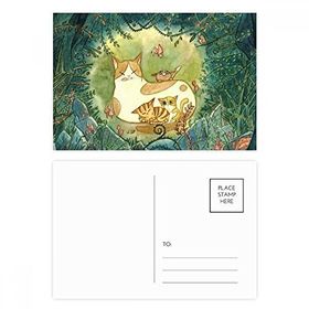 Dıythinker 14x9 cm 20 Adet Renkli Miaoji Boyama Kedi Aile Fantezi Kartpostal Seti