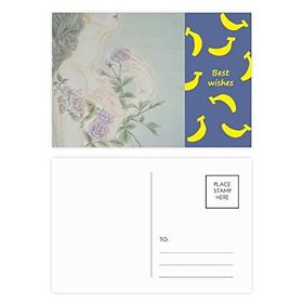 Dıythinker 14x9 cm 20 Adet Renkli Mor Çiçek Güzellik Çin Resmi Muz Kartpostal Seti
