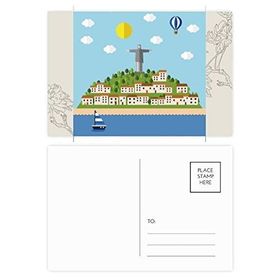 Dıythinker 14x9 cm 20 Adet Renkli Mount Corcovado Yangın Balonu Brezilya Çiçek Kartpostal Seti
