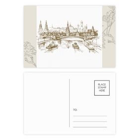 Dıythinker 14x9 cm 20 Adet Renkli Nehir Köprüsü Kent Simgesi Eskiz Çiçek Kartpostal Seti