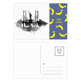 Dıythinker 14x9 cm 20 Adet Renkli New York Amerika Simgesi Mürekkep Şehir Boyama Muz Kartpostal Seti