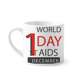 Dıythinker 170 ml Beyaz 1/12 World AIDS Day HIV Sembolü Mini Kahve Seramik Kupa