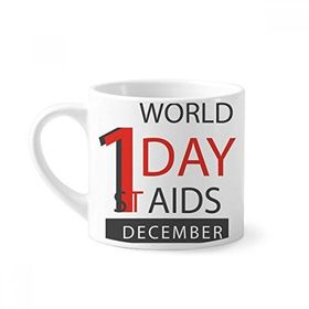 Dıythinker 170 ml Beyaz 1/12 World AIDS Day HIV Sembolü Mini Kahve Seramik Kupa