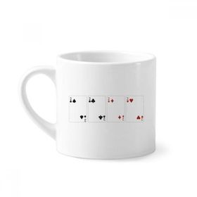 Dıythinker 170 ml Beyaz 2 Kalp Kürek Elmas Kulüp Desenli Mini Kahve Seramik Kupa