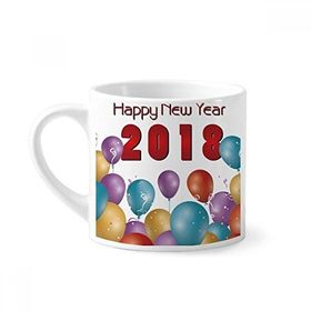 Dıythinker 170 ml Beyaz 2018 Balon Köpeğin Yılı Mutlu Yıllar Mini Kahve Seramik Kupa