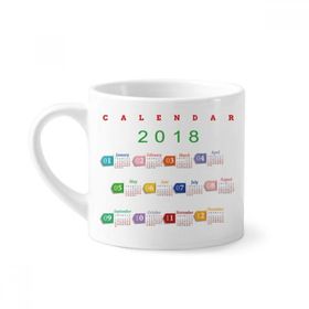 Dıythinker 170 ml Beyaz 2018 Etiket Stili Takvim Desenli Mini Kahve Seramik Kupa