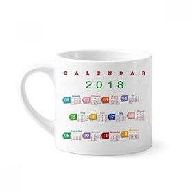 Dıythinker 170 ml Beyaz 2018 Etiket Stili Takvim Desenli Mini Kahve Seramik Kupa
