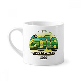 Dıythinker 170 ml Beyaz 2018 Grasslands Happy New Year Of The Dog Mini Kahve Seramik Kupa