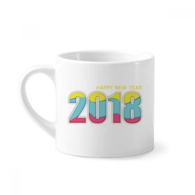 Dıythinker 170 ml Beyaz 2018 Renkli Dijital Mutlu Yıllar Mini Kahve Seramik Kupa