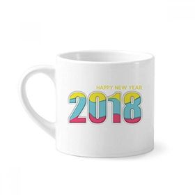 Dıythinker 170 ml Beyaz 2018 Renkli Dijital Mutlu Yıllar Mini Kahve Seramik Kupa