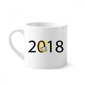 Dıythinker 170 ml Beyaz 2018 Yavru Köpek Deseni Mutlu Yıllar Mini Kahve Seramik Kupa