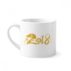 Dıythinker 170 ml Beyaz 2018 Yeni Yıl Mutlu Kırmızı Çin Köpeği Bless Mini Kahve Seramik Kupa