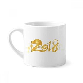 Dıythinker 170 ml Beyaz 2018 Yeni Yıl Mutlu Kırmızı Çin Köpeği Bless Mini Kahve Seramik Kupa