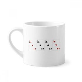 Dıythinker 170 ml Beyaz 3 Kalp Kürek Elmas Kulüp Desenli Mini Kahve Seramik Kupa