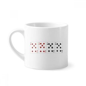 Dıythinker 170 ml Beyaz 7 Kalp Kürek Elmas Kulüp Desenli Mini Kahve Seramik Kupa
