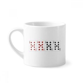 Dıythinker 170 ml Beyaz 9 Kalp Kürek Elmas Kulüp Desenli Mini Kahve Seramik Kupa