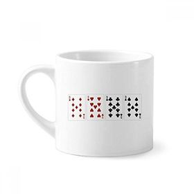 Dıythinker 170 ml Beyaz 9 Kalp Kürek Elmas Kulüp Desenli Mini Kahve Seramik Kupa
