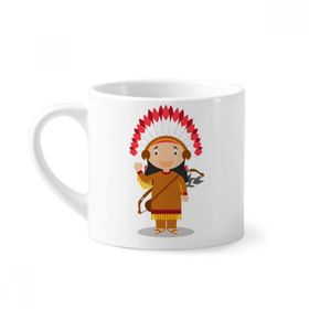 Dıythinker 170 ml Beyaz Aborjin Tribe ABD Çizgi Film Mini Kahve Seramik Kupa