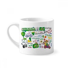 Dıythinker 170 ml Beyaz Adventure Life Brezilya Seyahat Brezilya Mini Kahve Seramik Kupa