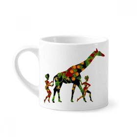 Dıythinker 170 ml Beyaz Afrika Aborijin Siyah Kadın Zürafa Mini Kahve Seramik Kupa