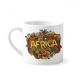 Dıythinker 170 ml Beyaz Afrika Aborjin Sanat Desen Tribal Mini Kahve Seramik Kupa