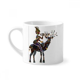 Dıythinker 170 ml Beyaz Afrika Aborjin Siyah Kadın Geyik Trompet Mini Kahve Seramik Kupa