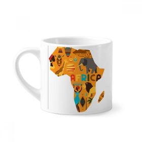 Dıythinker 170 ml Beyaz Afrika Haritası Fil Afrika Savana İllüstrasyon Mini Kahve Seramik Kupa