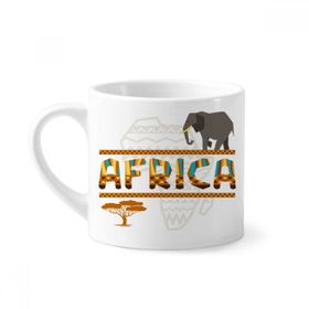 Dıythinker 170 ml Beyaz Afrika Haritası Fil Afrika Savana Mini Kahve Seramik Kupa