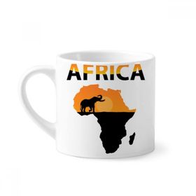 Dıythinker 170 ml Beyaz Afrika Haritası Savanna Fil Vahşi Yaşam Mini Kahve Seramik Kupa