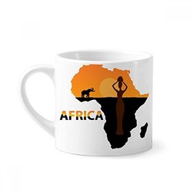 Dıythinker 170 ml Beyaz Afrika Haritası Savanna Fil Vahşi Yaşam Mini Kahve Seramik Kupa