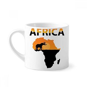 Dıythinker 170 ml Beyaz Afrika Haritası Savanna Fil Vahşi Yaşam Mini Kahve Seramik Kupa
