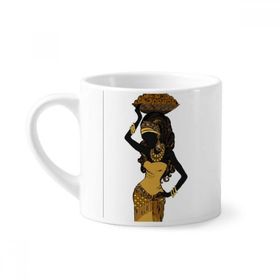 Dıythinker 170 ml Beyaz Afrika Siyah Kadın Aborijin Elbiseleri Mini Kahve Seramik Kupa