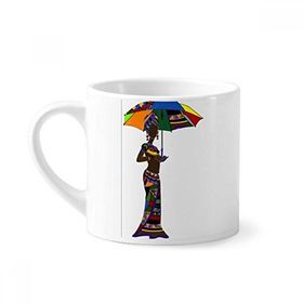 Dıythinker 170 ml Beyaz Afrika Siyah Kadın Aborijin Elbiseleri Mini Kahve Seramik Kupa