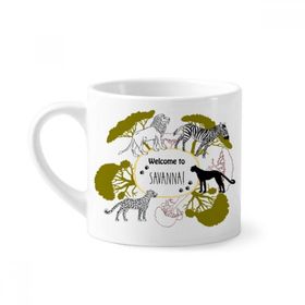 Dıythinker 170 ml Beyaz Afrika Welcom To Savanna Zebra Leopar Vahşi Yaşam Mini Kahve Seramik Kupa