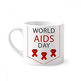 Dıythinker 170 ml Beyaz AIDS Day Kırmızı Kurdele HIV Farkındalık Mini Kahve Seramik Kupa