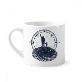 Dıythinker 170 ml Beyaz Aile Yıldızları Geometri Sanat Desenli Mini Kahve Seramik Kupa