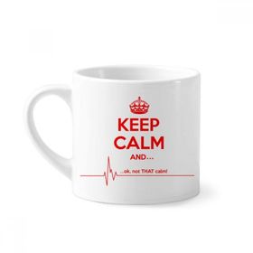 Dıythinker 170 ml Beyaz Alıntı Keep Calm Kırmızı Siyah Mini Kahve Seramik Kupa