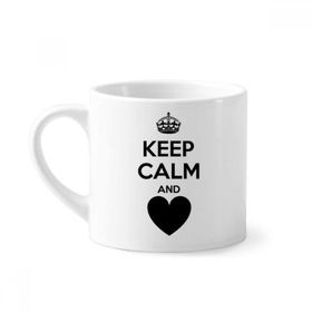 Dıythinker 170 ml Beyaz Alıntısı Keep Calm And Love Kırmızı Mini Kahve Seramik Kupa