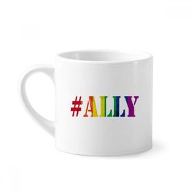 Dıythinker 170 ml Beyaz Ally LGBT Gökkuşağı Desenli Mini Kahve Seramik Kupa