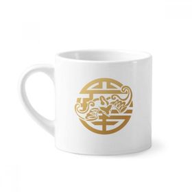 Dıythinker 170 ml Beyaz Altın Yuvarlak Çin Hayvan Desenli Mini Kahve Seramik Kupa