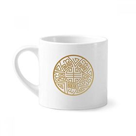 Dıythinker 170 ml Beyaz Altın Yuvarlak Çin Şanslı Desenli Mini Kahve Seramik Kupa