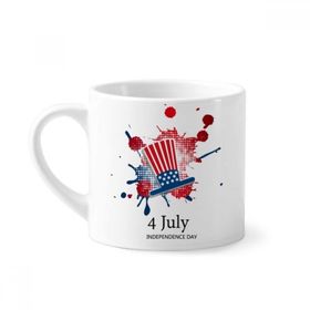 Dıythinker 170 ml Beyaz America 4 Temmuz Bağımsız Gün Şapkası Mini Kahve Seramik Kupa