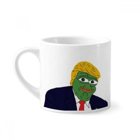 Dıythinker 170 ml Beyaz America Başkan Kurbağa Trump Komik Resim Mini Kahve Seramik Kupa