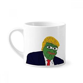 Dıythinker 170 ml Beyaz America Başkan Kurbağa Trump Komik Resim Mini Kahve Seramik Kupa