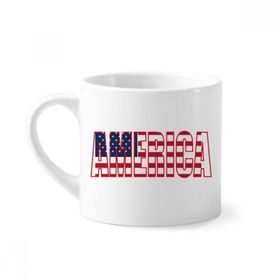 Dıythinker 170 ml Beyaz Amerika ABD Ülke Bayrağı İsim Mini Kahve Seramik Kupa