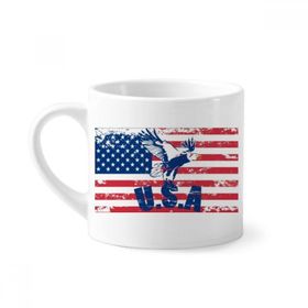 Dıythinker 170 ml Beyaz Amerika Bayrağı Haliaeetus leucocephalus Kartal Mini Kahve Seramik Kupa