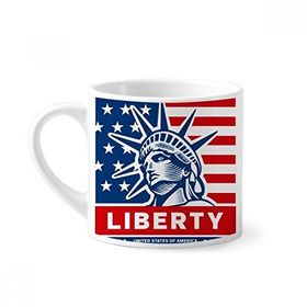 Dıythinker 170 ml Beyaz Amerika Bayrağı Özgürlük Heykeli Desenli Mini Kahve Seramik Kupa